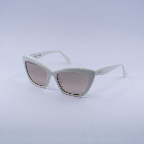 MaxMara LOGO14 MM0063 21G Sunglasses White Cat Eye Frame, Brown Mirror Lenses - Picture 5 of 12